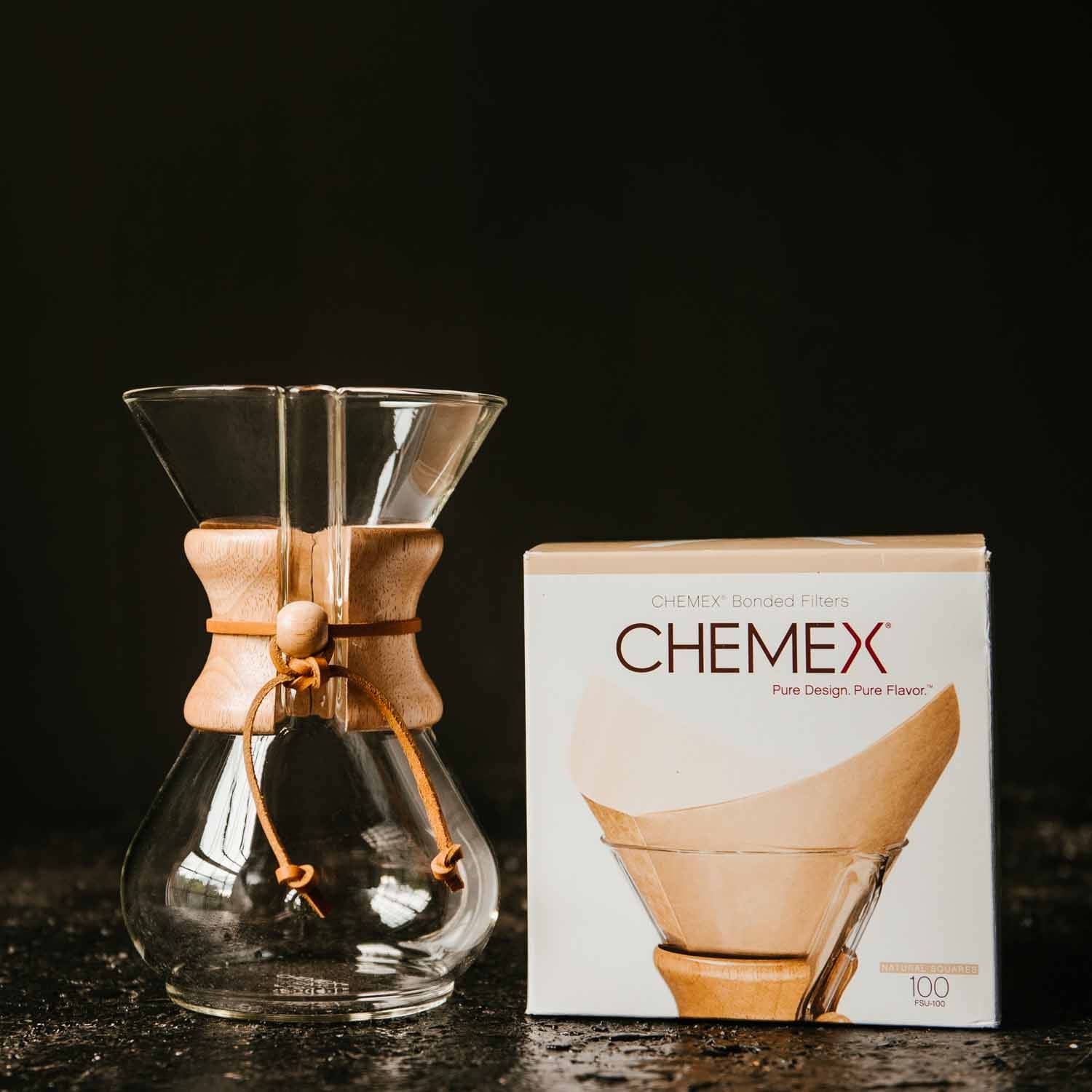 Chemex 6-Cup Glass Pour-Over Coffee Maker with Natural Wood Collar