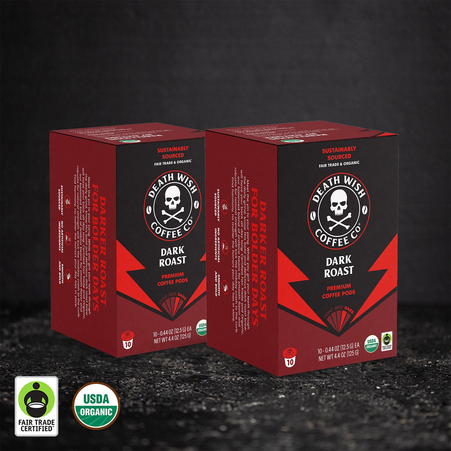 Death Wish Coffee - 20 Count Dark Roast Single-Serve Pods.