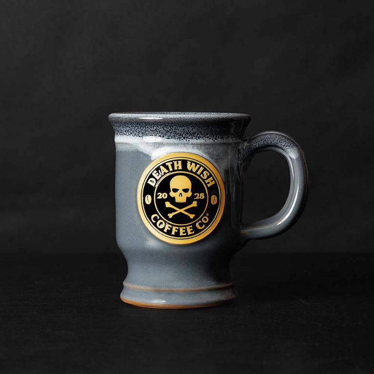 The front of the 2025 Death Wish Coffee Mug.