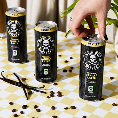 Cracking open the Death Wish Coffee Premium Vanilla Latte.