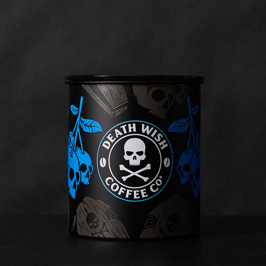 Death Wish Coffee Blue and Buried Canister - Front