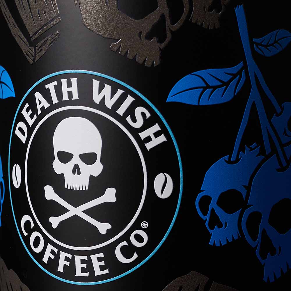 Death Wish Coffee Blue and Buried Canister - Logo Detail