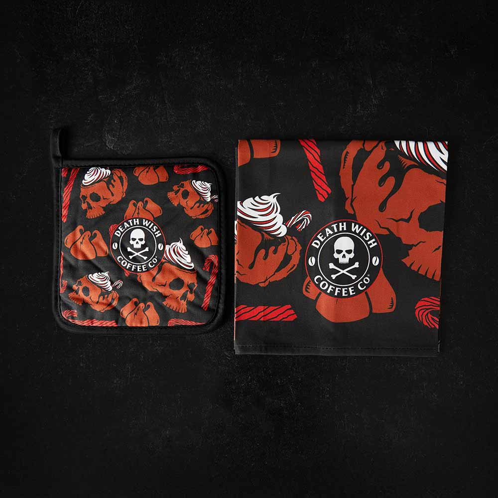 Death Wish Coffee Peppermint Mocha Towel & Pot Holder.