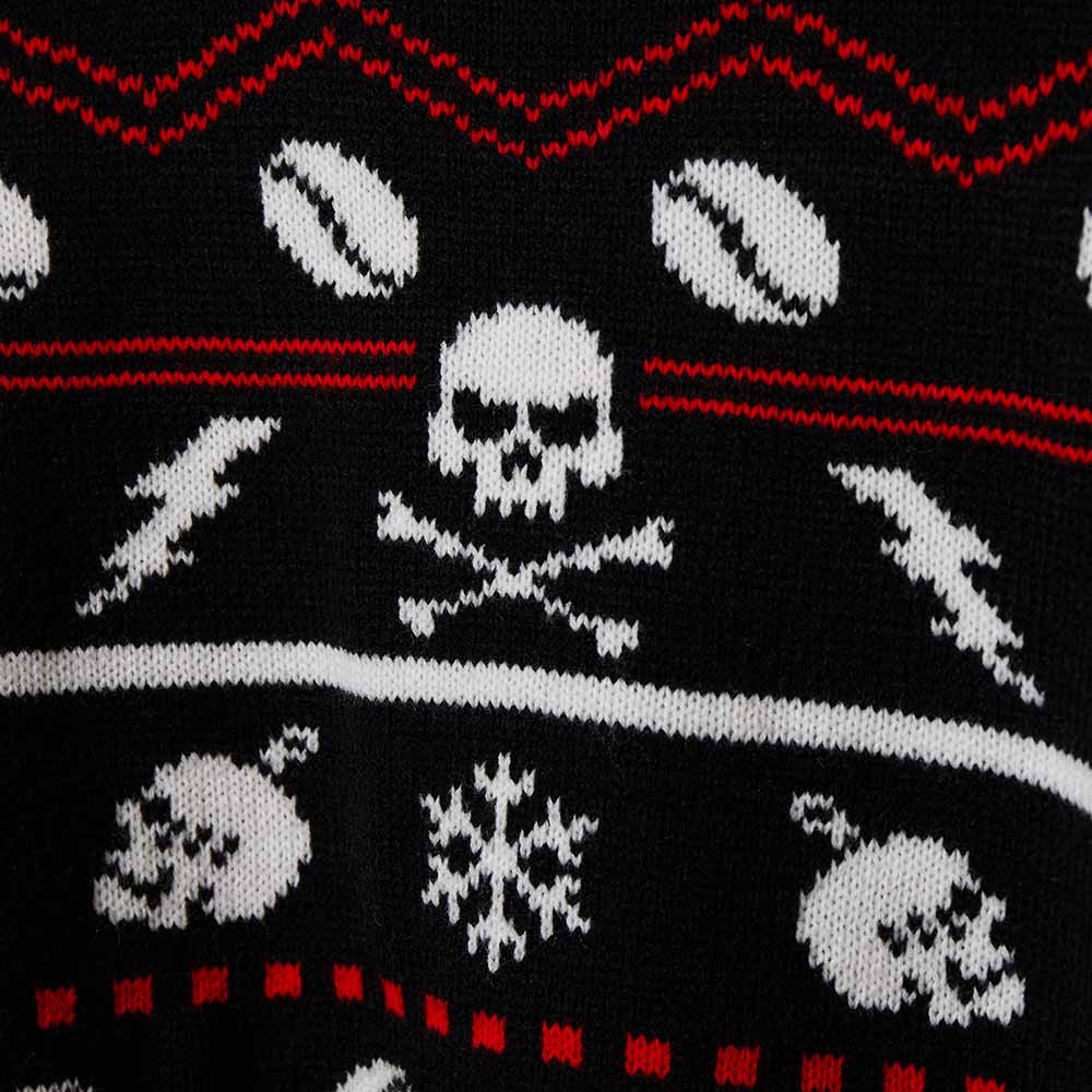 Death Wish Coffee Co. Pullover Ugly Sweater Size XXL store Striped Print Skull Flakes