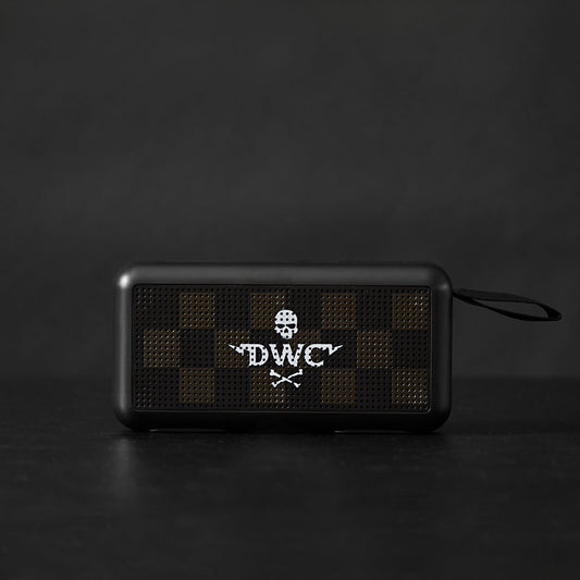 The front of the Death Wish Coffee Taste Turned Up Portable Speaker.