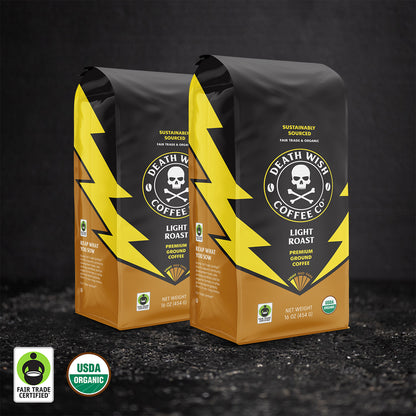 Death Wish Coffee Light Roast Ground Coffee - 2 Bags.