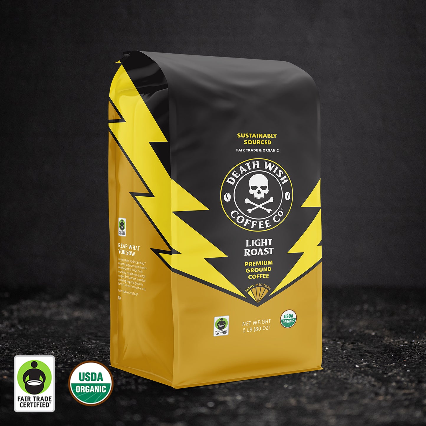 Death Wish Coffee Light Roast Ground Coffee - 5 lbs.