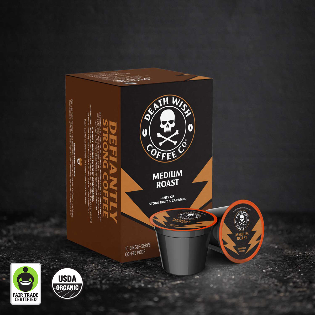Death Wish Coffee Co Coffee, Medium Roast, Single Serve Pods - 18 pack, 0.44 oz pods