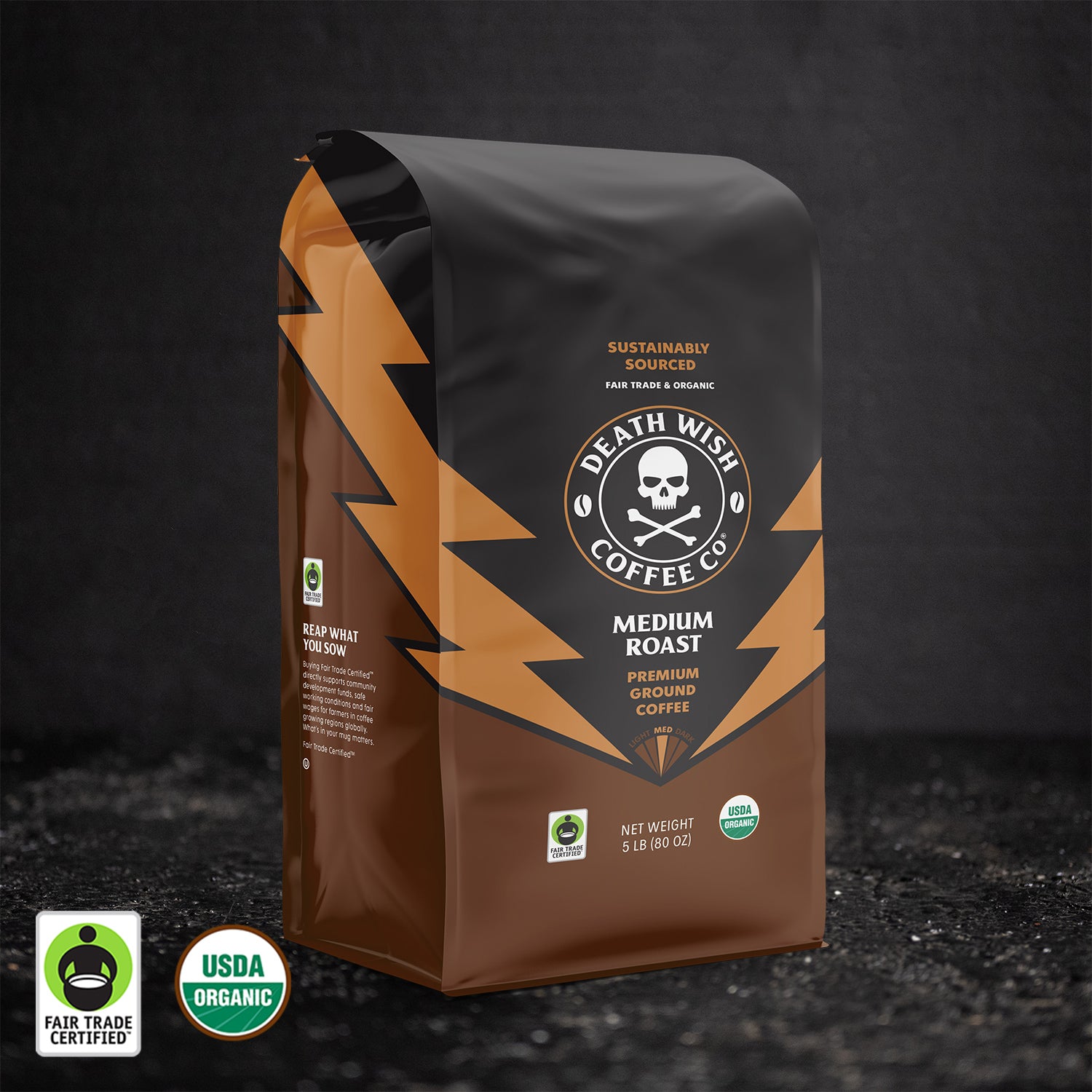 Death Wish Coffee Medium Roast Ground Coffee - 5 lbs.