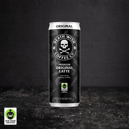 The front of the Death Wish Coffee Original Latte can.