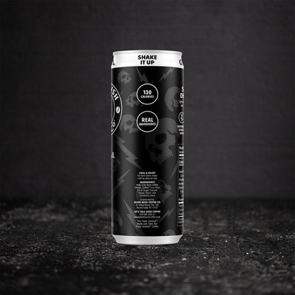 The right side of the Death Wish Coffee Original Latte can.