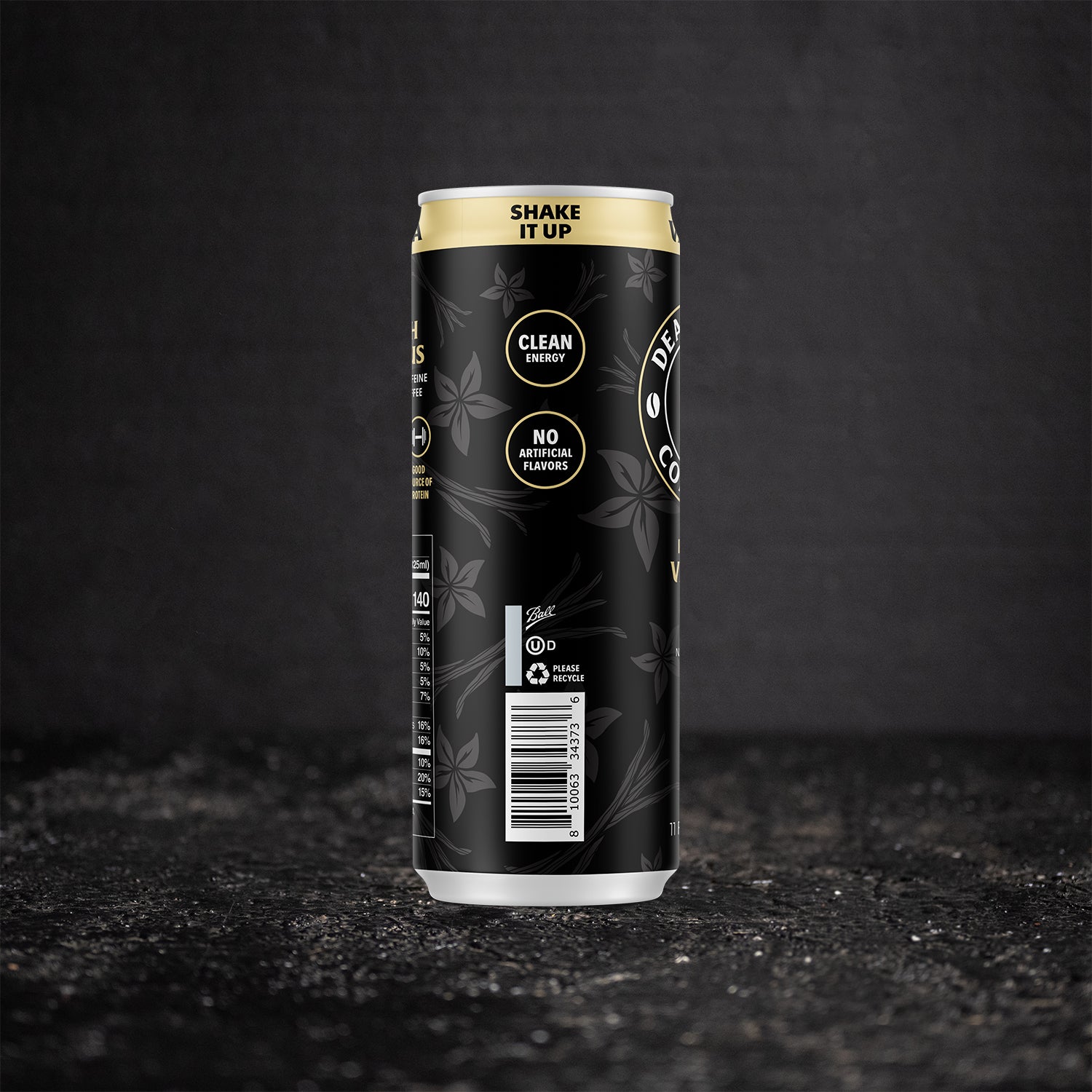 The right side of the Death Wish Coffee Vanilla Latte Can.