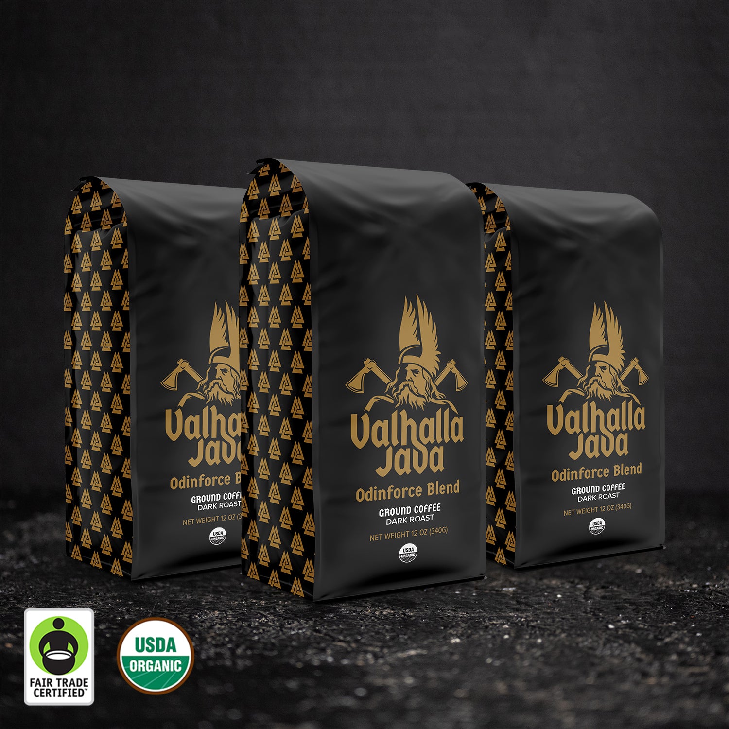 Death Wish Coffee Valhalla Java Odinforce Blend Ground Coffee - 3 Bags.