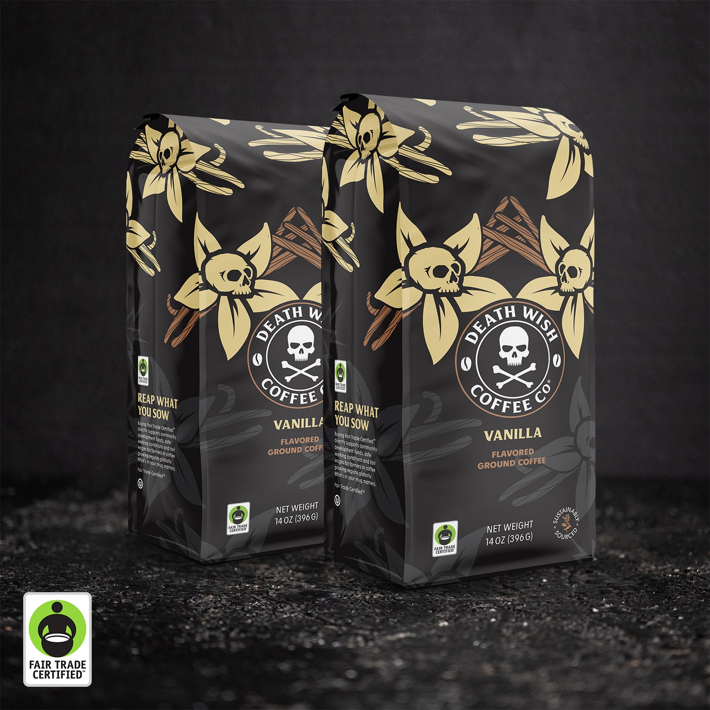 Death Wish Coffee Vanilla Flavored Ground Coffee - 2 Bags.